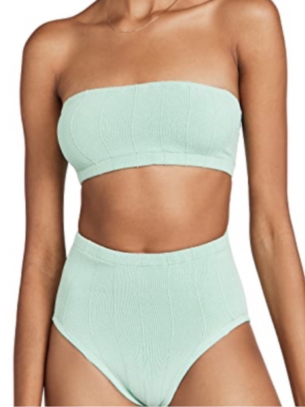 Hunza G Edie Nile Ribbed Bandeau Top Pistachio Green OS